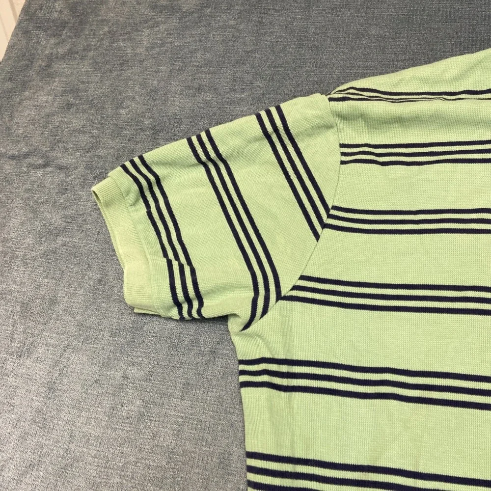 Polo by Ralph Lauren Shirt Mens Large Green Black Striped Hi Lo Hem Golf Tennis